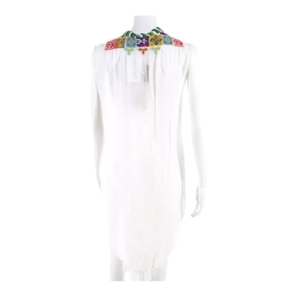 JOHNNY WAS Torreya White Multicolor Embroidered Button Down Sleeveless Dress S - Picture 7 of 10